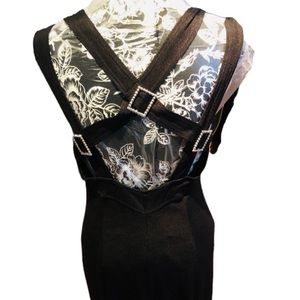Expo Nite  size 12 black vintage 90’s dress w/silver embellished stretch